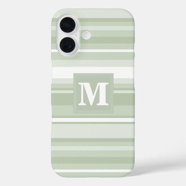 Monogram pale green stripes Case-Mate iPhone case (Back)