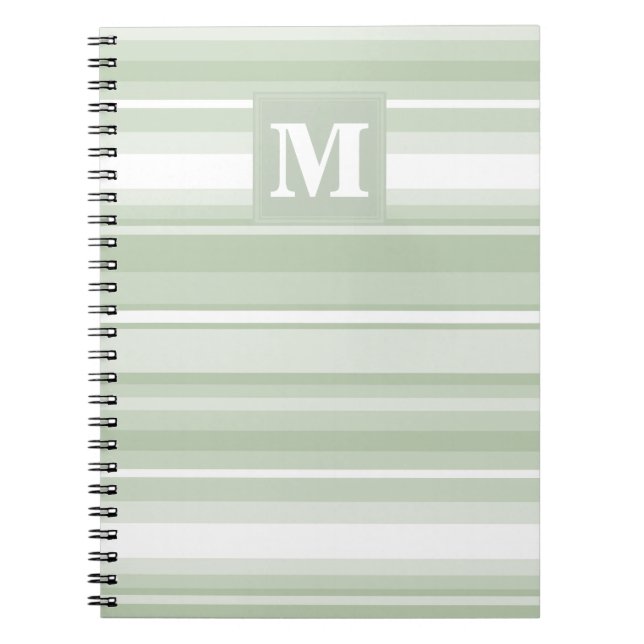 Monogram pale green stripes notebook (Front)