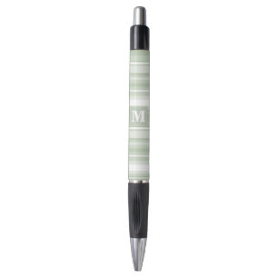 Monogram pale green stripes pen