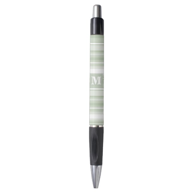 Monogram pale green stripes pen (Front Vertical)