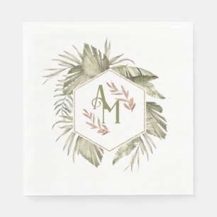 Monogram Palm Leaf Greenery Napkin