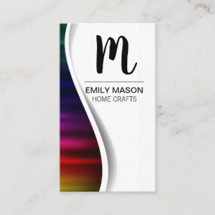Monogram / Palm Leaf / Metal Background Business Card