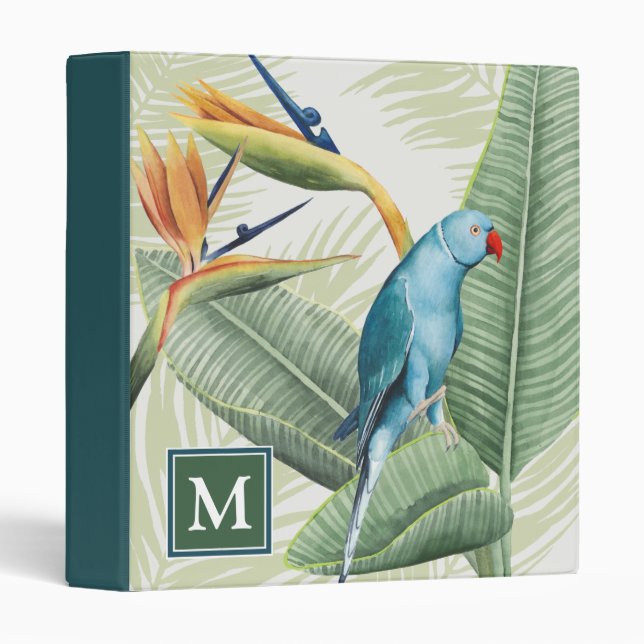 Monogram | Palm Leaves With Blue Bird Binder (Front/Spine)