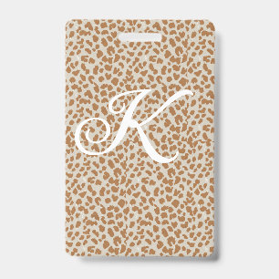 Monogram panther skin light brown pattern name let badge