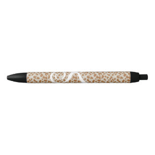 Monogram panther skin light brown pattern name let black ink pen
