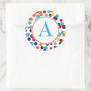 Monogram Party Dots Birthday Stickers