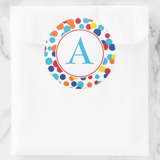 Monogram Party Dots Birthday Stickers (Bag)