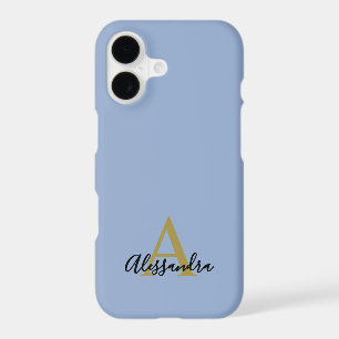 Monogram Pastel Blue Gold Black Minimalist Modern 