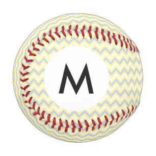 Monogram Pastel Chevron Pattern Baseball
