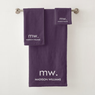 Monogram Pastel Elegant Stylish Modern Minimalist  Bath Towel Set