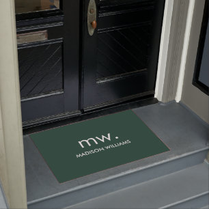 Monogram Pastel Elegant Stylish Modern Minimalist Doormat