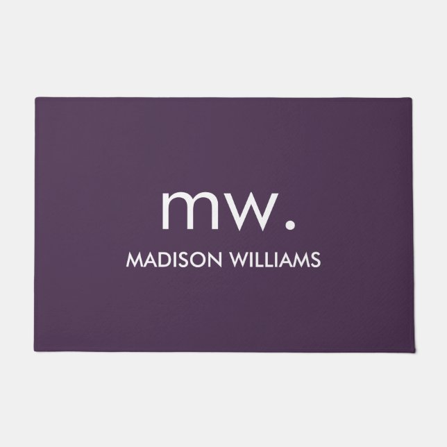Monogram Pastel Elegant Stylish Modern Minimalist  Doormat (Front)