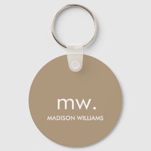 Monogram Pastel Elegant Stylish Modern Minimalist Keychain