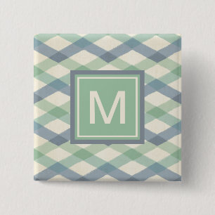 Monogram Pastel Geometric Pattern 2 Inch Square Button