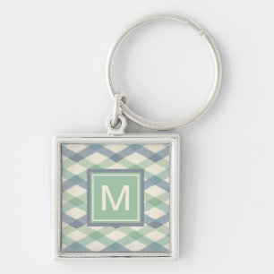 Monogram   Pastel Geometric Pattern Keychain