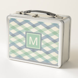 Monogram Pastel Geometric Pattern Metal Lunch Box