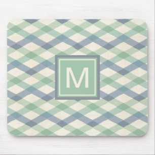 Monogram Pastel Geometric Pattern Mouse Pad