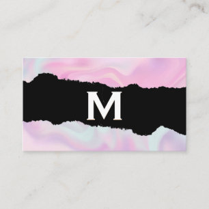 Monogram Pastel Liquid Background Torn Effect Business Card