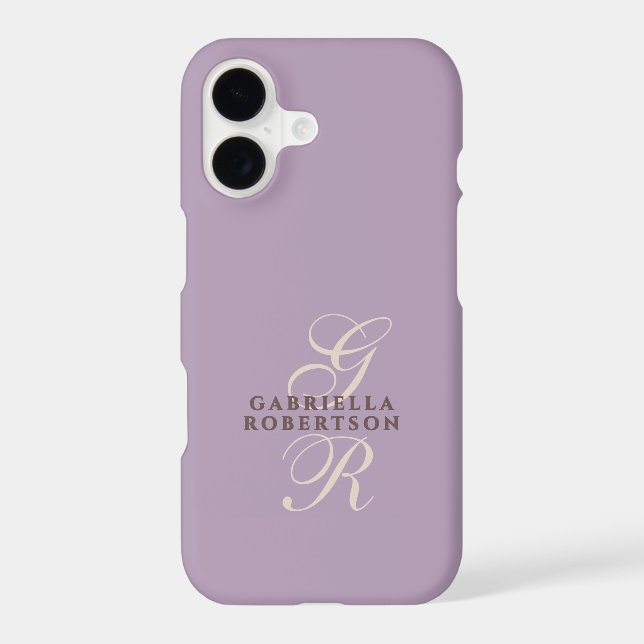 Monogram Pastel Mauve Beige Brown Minimalist Chic (Back)