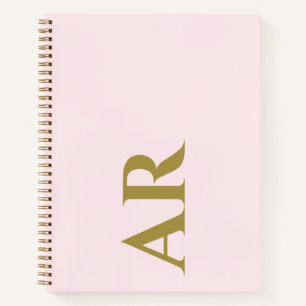 Monogram Pastel Pink Gold Initials Minimalist Chic Notebook