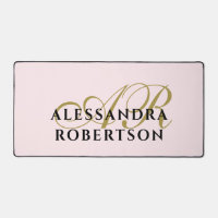 Monogram Pastel Pink Minimalist Stylish Gold Black