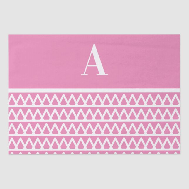 Monogram Pastel Pink Pattern Christmas Tissue Paper (Front)