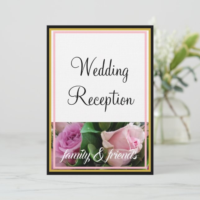 Monogram Pastel Pink Roses Family Friends Invitation (Standing Front)