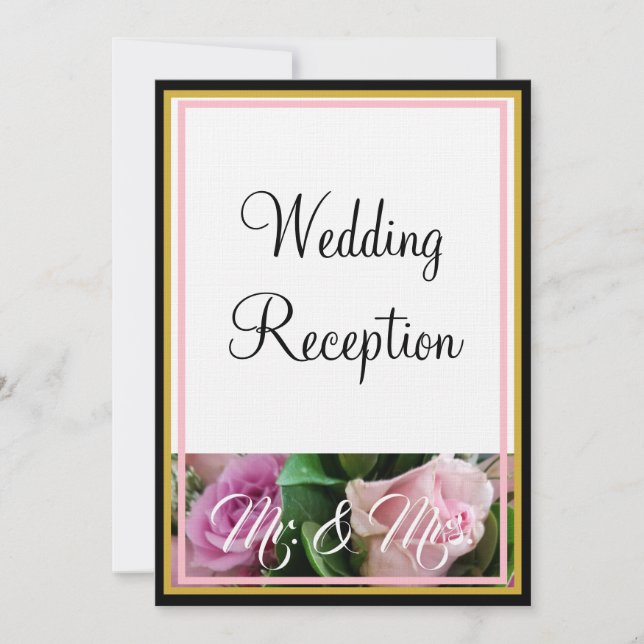 Monogram Pastel Pink Roses Mr. and Mrs. Invitation (Front)