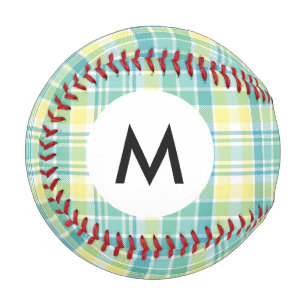 Monogram Pastel Plaid Baseball
