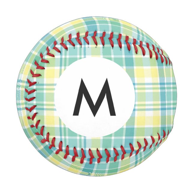 Monogram Pastel Plaid Baseball (Front Left)