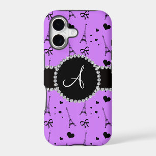 Monogram pastel purple eiffel tower pattern