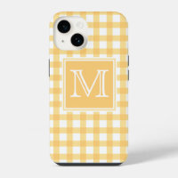 Monogram | Pastel Yellow Gingham Plaid Tartan Cute