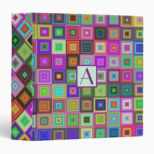 Monogram Patchwork Quilt Geometric Shapes Binder (Front/Spine)