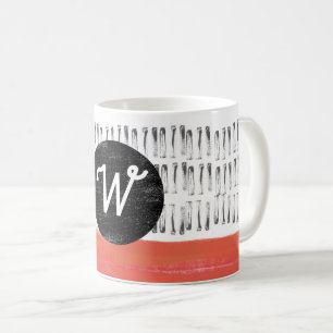 monogram pattern black white orange modern  coffee mug