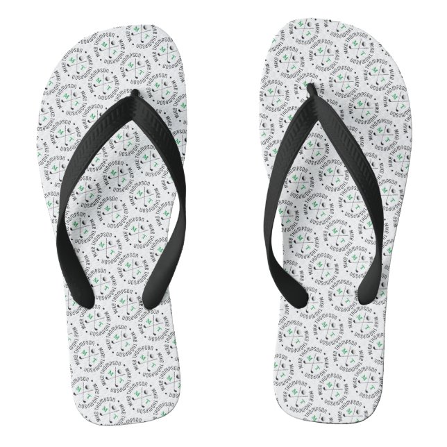 Monogram Pattern Golfer's Personalized name Flip Flops (Footbed)