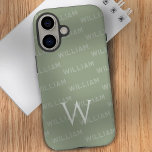 Monogram pattern Modern Typography iPhone 16 Case<br><div class="desc">Introducing this sleek and stylish iPhone 16 case, featuring a modern monogram pattern designed with simplicity and elegance in mind. The case showcases a personalized name pattern using a clean, contemporary font, making it the perfect accessory for those who value both individuality and minimalism. The standout feature is the simple...</div>