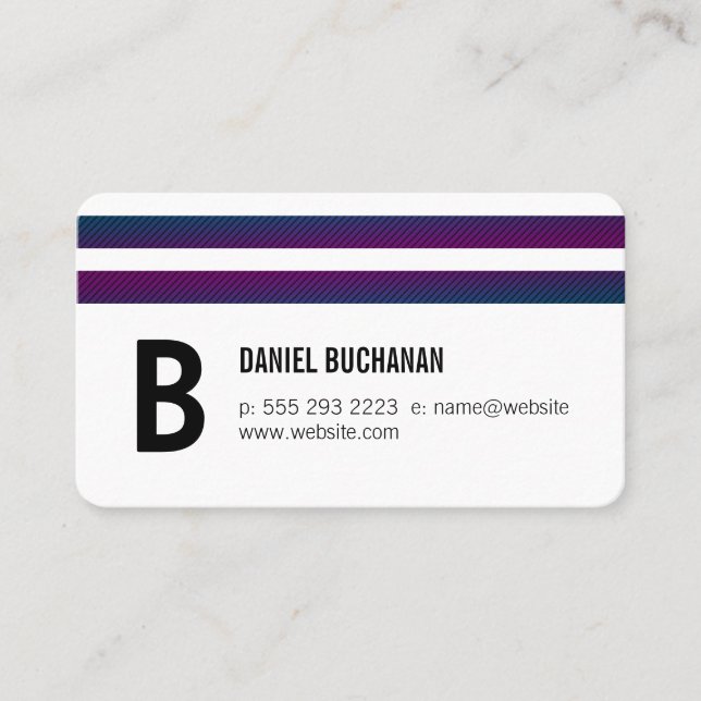 Monogram / Pattern Trim Stripes Business Card (Front)