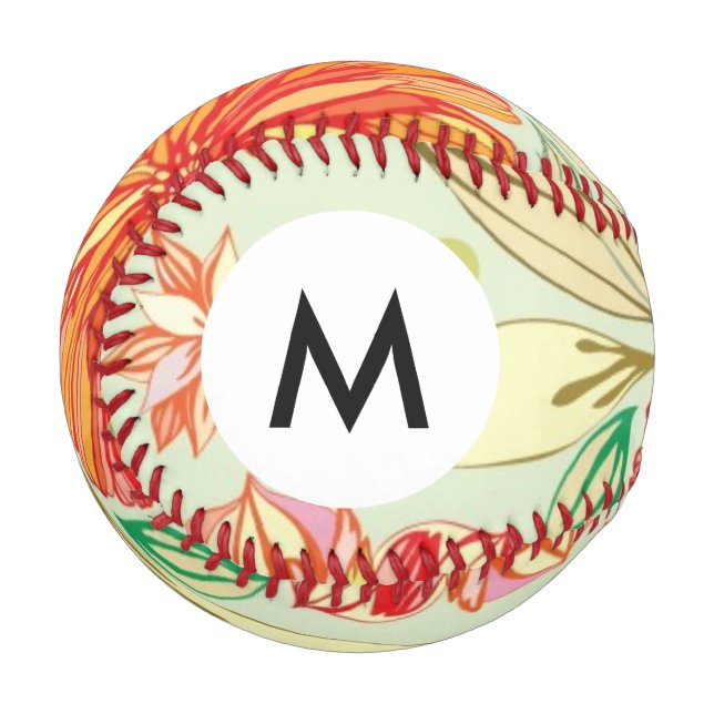 Monogram Pattern with asters Baseball (Front Left)