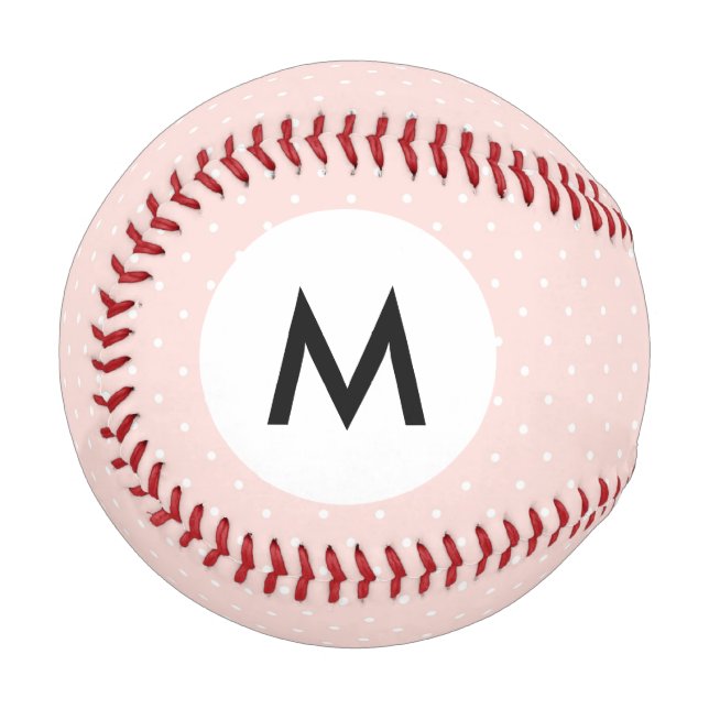 Monogram Pattern with white polka dots 2 Baseball (Front Left)