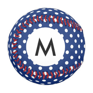 Monogram Pattern with white polka dots Baseball