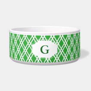 Monogram Patterned Pet Bowl - Bright Green