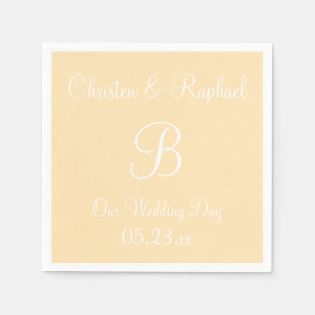 Monogram Peach Classy Colour Coordinated Napkins (Front)