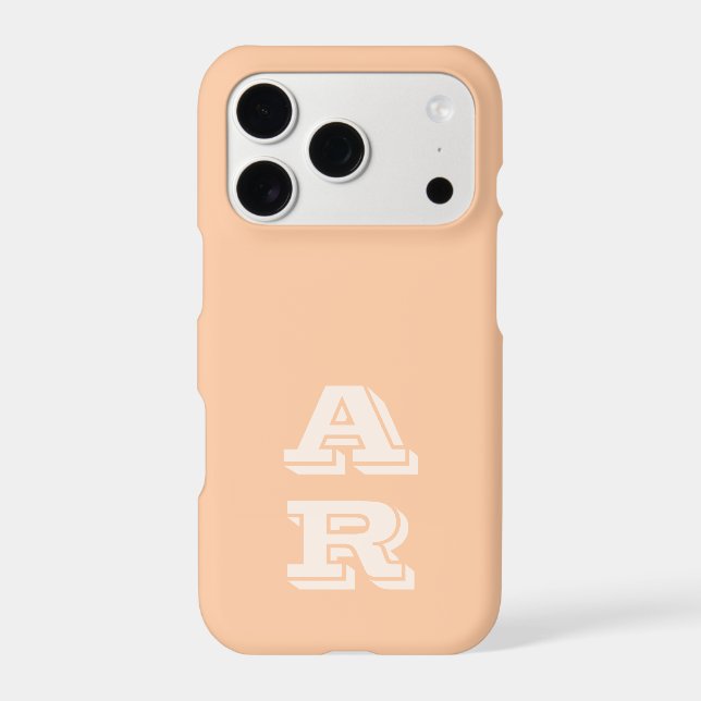 Monogram Peach Pastel Orange Ivory Initials Simple (Back)