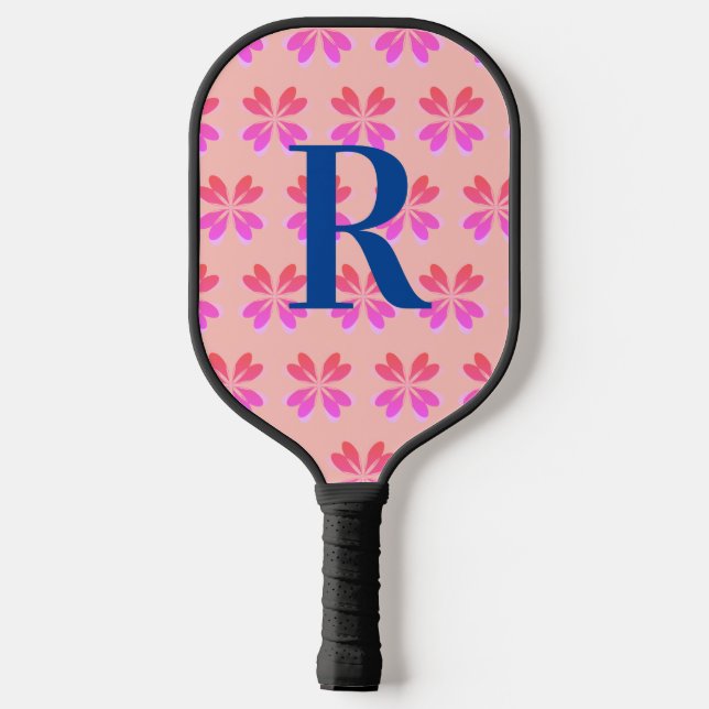 Monogram Peach Pink Retro Pickleball Paddle (Back)