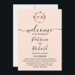 Monogram Peach Rose Gold Foil Wedding Program<br><div class="desc">A simple chic foliage rose gold foil monogram peach rose wedding program. Easy to personalize with your details. Modern boho wedding program editable, wreaths photo wedding invitation, customizable, calligraphy handwritten font, simple, elegant. CUSTOMIZATION: If you need design customization, please contact me through chat; if you need information about your order,...</div>