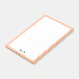 Monogram Peach Script Minimalist Custom Post-it Notes