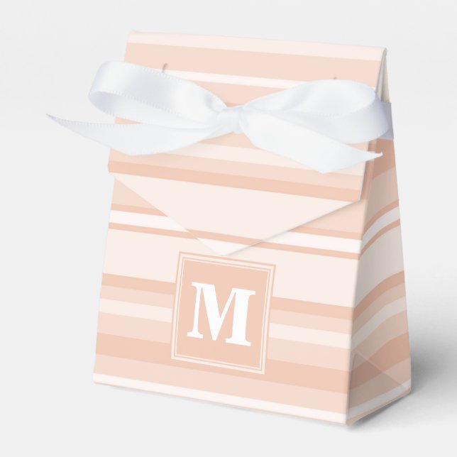 Monogram peach stripes favor box (Front Side)