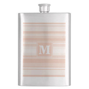 Monogram peach stripes hip flask