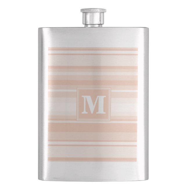 Monogram peach stripes hip flask (Front)