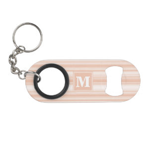 Monogram peach stripes keychain bottle opener